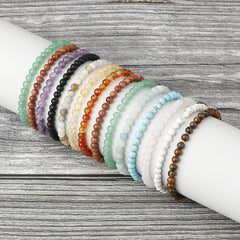 4mm Natural Stone Energy Bracelet Stackable Yoga Healing Beaded Bracelet Gift