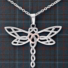 Dragonfly Pendant Bicolor Stainless Steel Chain Gift Necklace Card