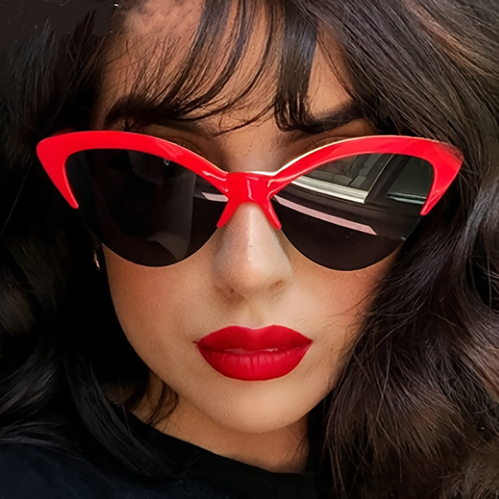 Cat Eye Semi Rimless Sunglasses Beach Party Club UV400