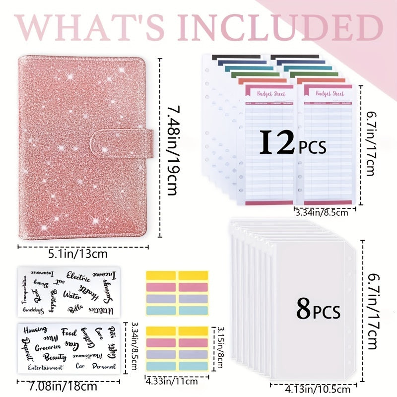 Purple Pink Macaron Notebook Leather PU Binder Cash Budget Journal Diary
