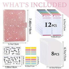 Purple Pink Macaron Notebook Leather PU Binder Cash Budget Journal Diary