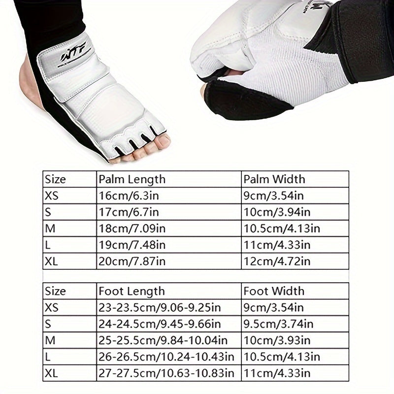 1 Pair Hand Guards And 1 Pair Foot Guards - Taekwondo Gloves And Foot Guards