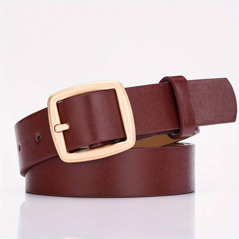Square Buckle Casual Belt Solid PU Belt Waistband Coat Girdle
