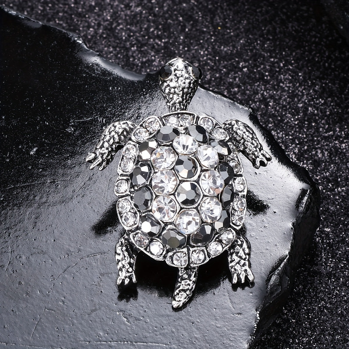 Hip Hop Green Turtle Animal Brooch Full Rhinestone