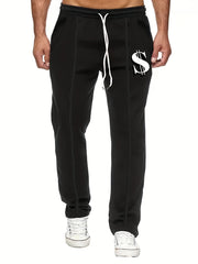 Dollar Sign Pattern Casual Stretch Drawstring Pants Men s Spring Summer