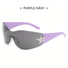 Y2K Rimless Sunglasses Gradient Lens UV400