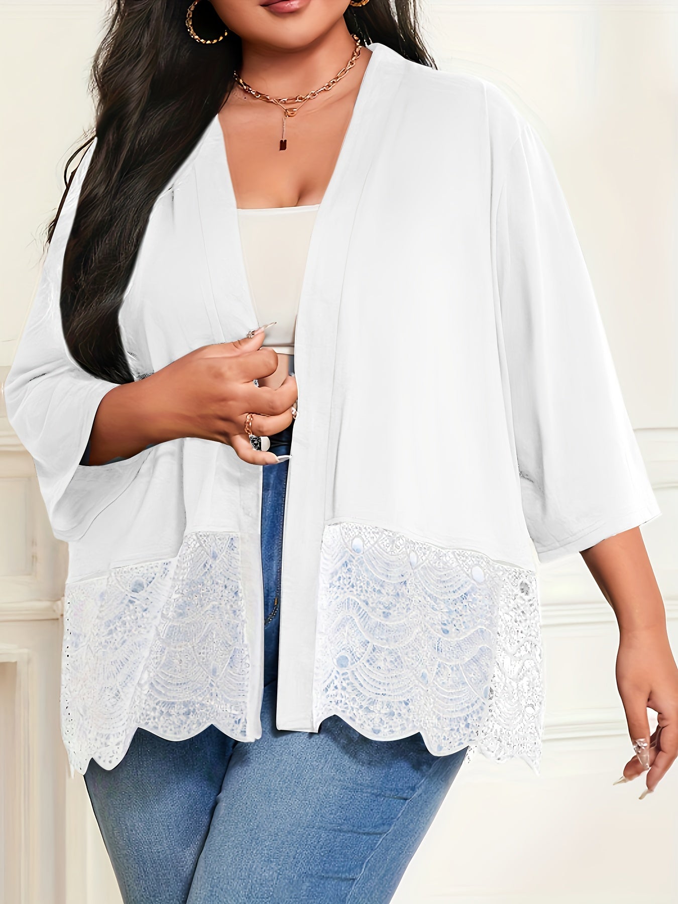  Casual Lace Patchwork Cardigan Jacket