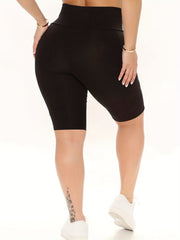  Casual Shorts Women's Plus Panda & Letter Print High Rise Biker Shorts