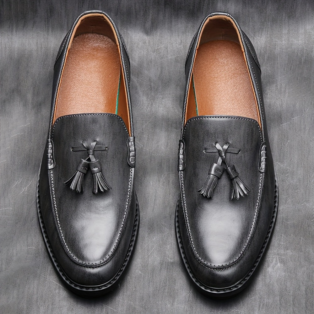 Men's Grey Tassel Loafers for Comfort
