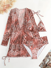  Tie Dye Bikini Set with Long Sleeve Cover Up