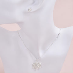 3pcs Silver Snowflake Necklace & Earrings Set