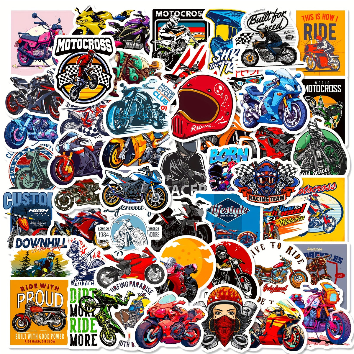 50pcs Motorcycle Stickers Vinyl Waterproof Cartoon Stickers