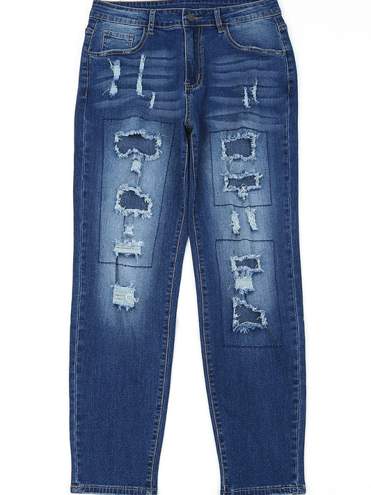 Men's Distressed Straight Jeans
