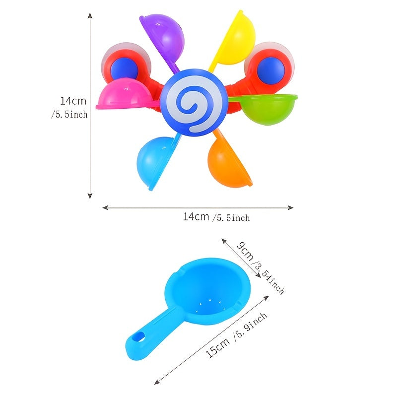 Colorful Waterwheel Bathing Sucker Shower Toy for Kids