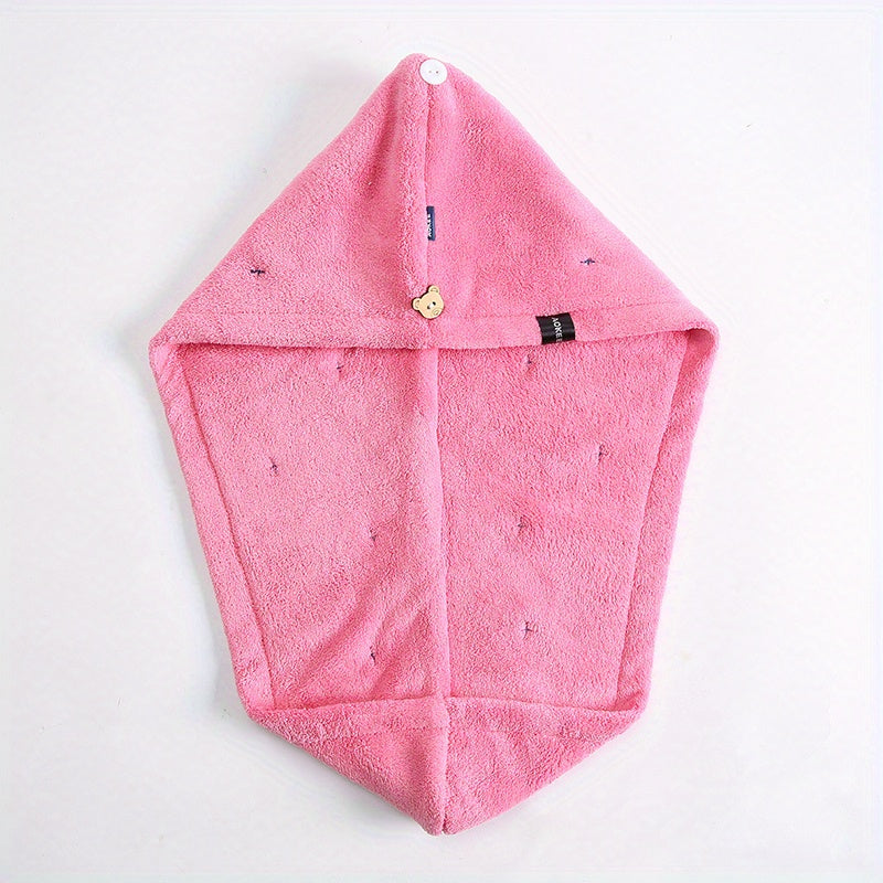 Double Layer Hair Drying Cap Coral Fleece Towel Quick Dry for Long Hair