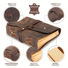 Vintage Leather Notebook Crazy Horse Leather Travel Notepad