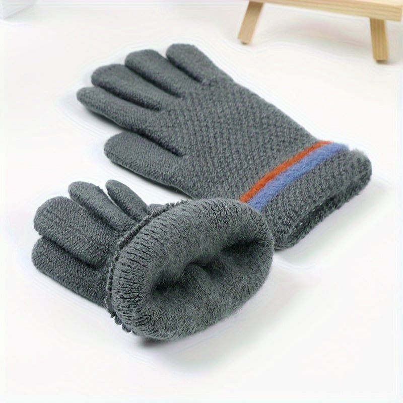 Kids Winter Knitted Gloves, Thick & Warm, 5-10 Years