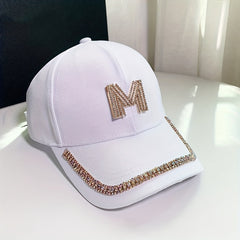 Rhinestone D Label Baseball Cap Hip Hop Sunscreen Sports Hat