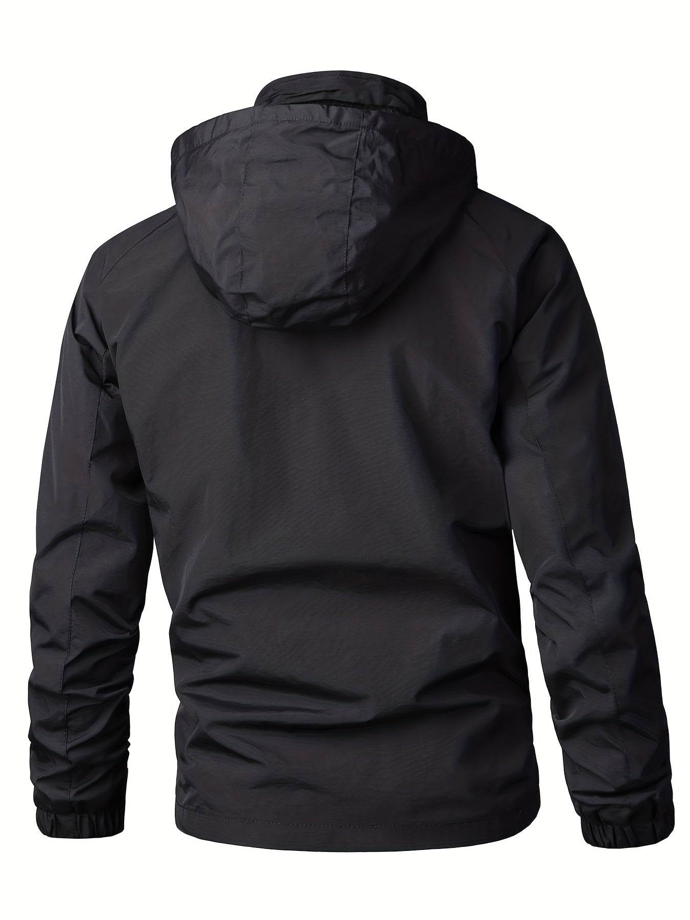 Men's Lightweight Hooded Windbreaker Jacket with Zipper Pockets