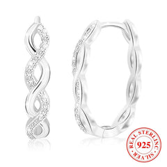 925 Silver Oval Hoop Earrings 14K Plated Zircon Accessory