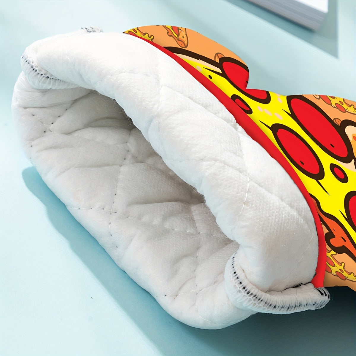 2pcs Pizza Pattern Oven Mitts Kitchen Baking Gloves