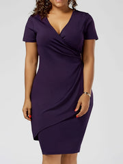  Solid Metal Decor Bodycon Midi Dress
