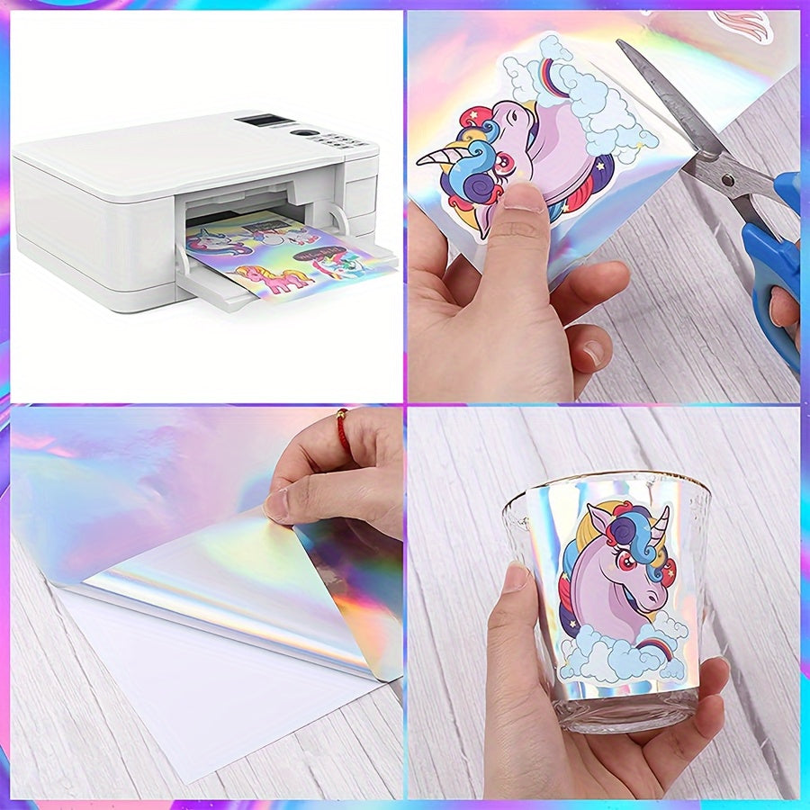 40 Sheets A4 Holographic Self Adhesive Transfer Paper Waterproof