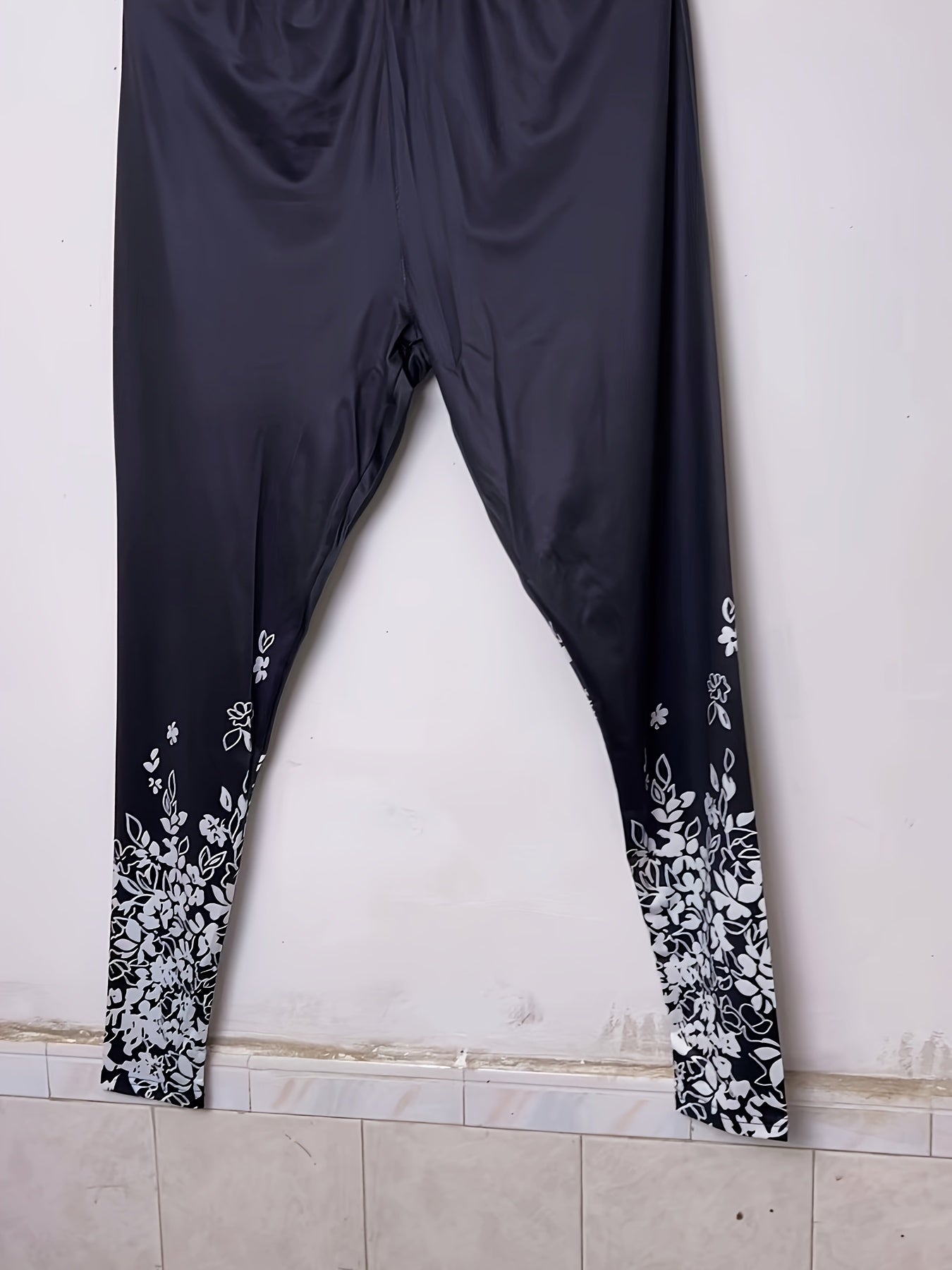  Sexy Leggings Women's Plus Floral Print High Rise Leggings