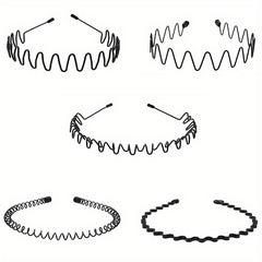 5pcs Elastic Wavy Spring Wave Hair Band Metal Hair Hoop Sport Hair Band
