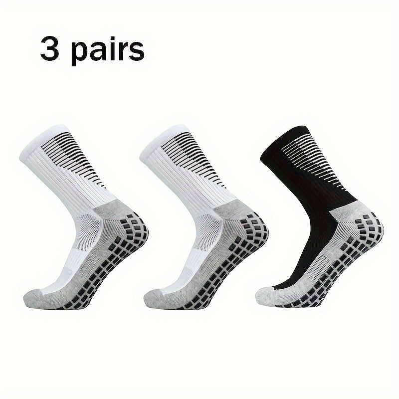 3 Pairs Non Slip Football Socks for Men Sport Socks Running Basketball Crew