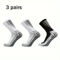 3 Pairs Non Slip Football Socks for Men Sport Socks Running Basketball Crew