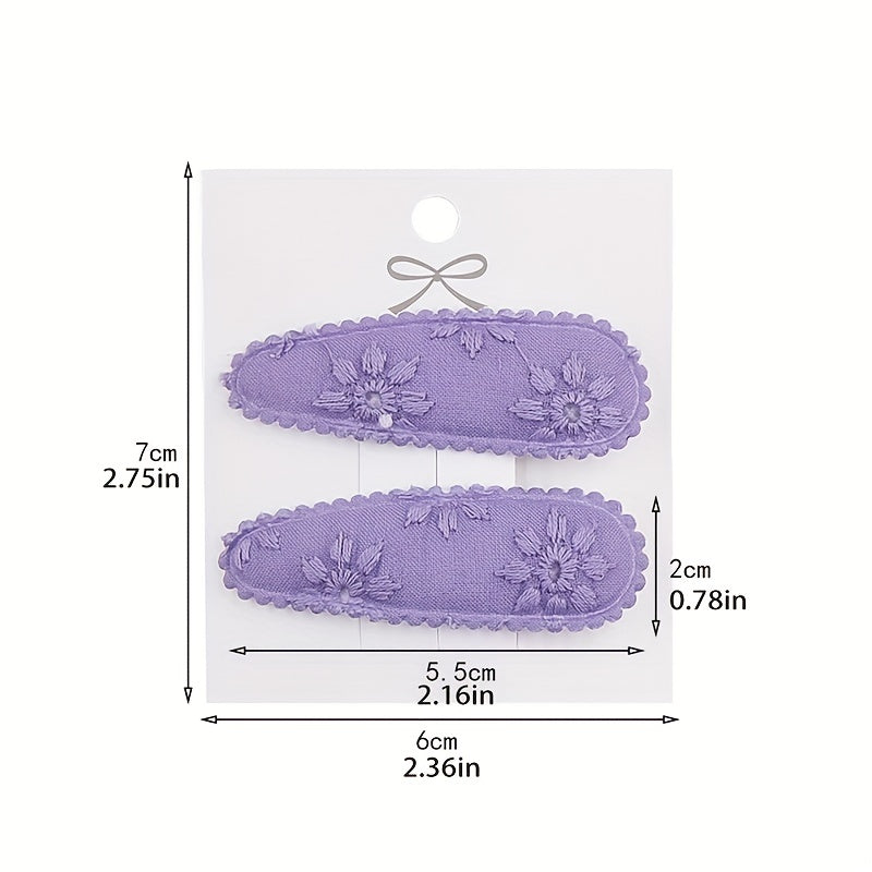 Plaid Fabric Snap Clip Floral Printed Hair Clip
