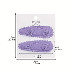 Plaid Fabric Snap Clip Floral Printed Hair Clip