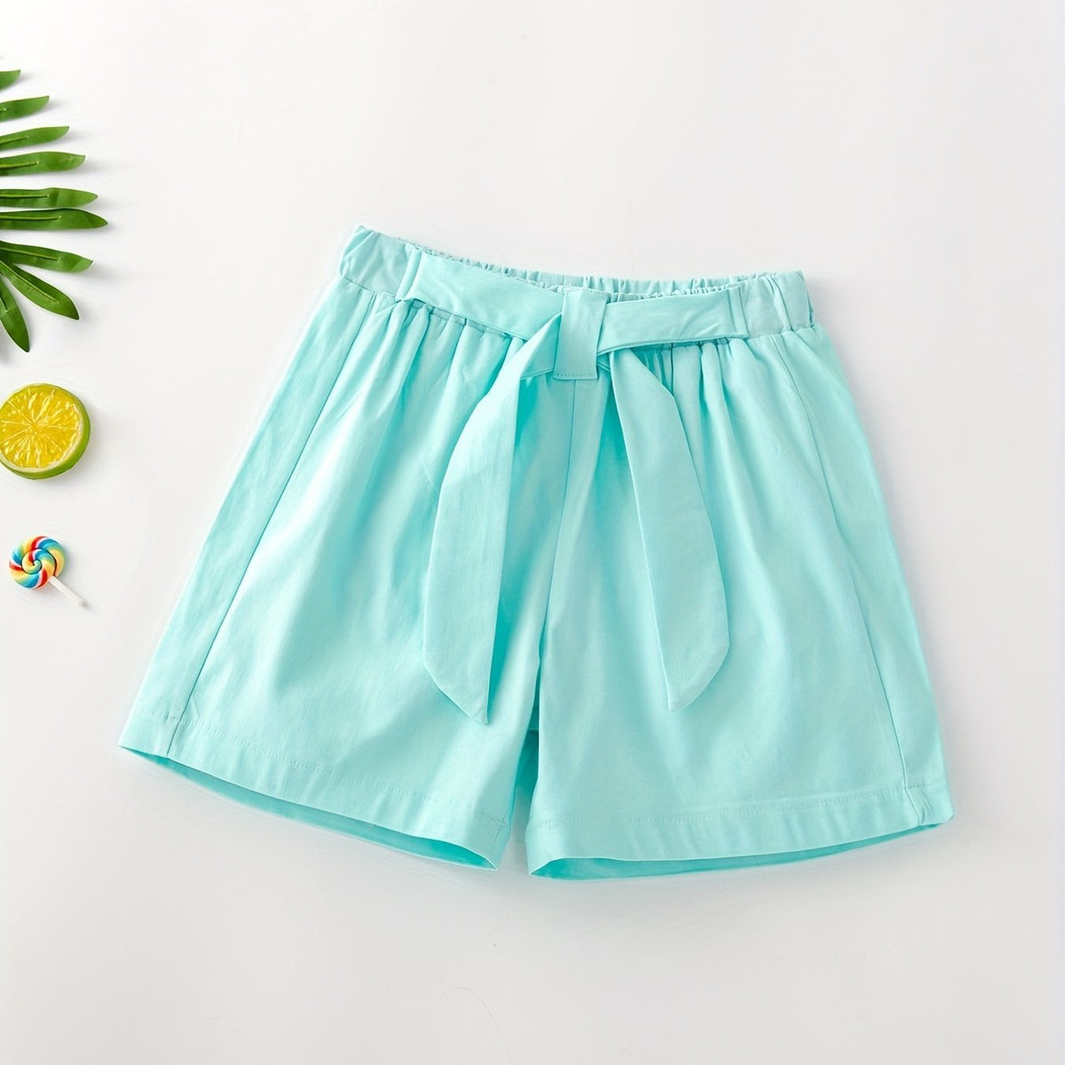 Girls' Casual Shorts Self Tie Elastic Waist Summer Lounge Outwear Shorts