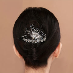 Vintage Rhinestone Butterfly Hair Cuff Claw Barrette for Women Girls