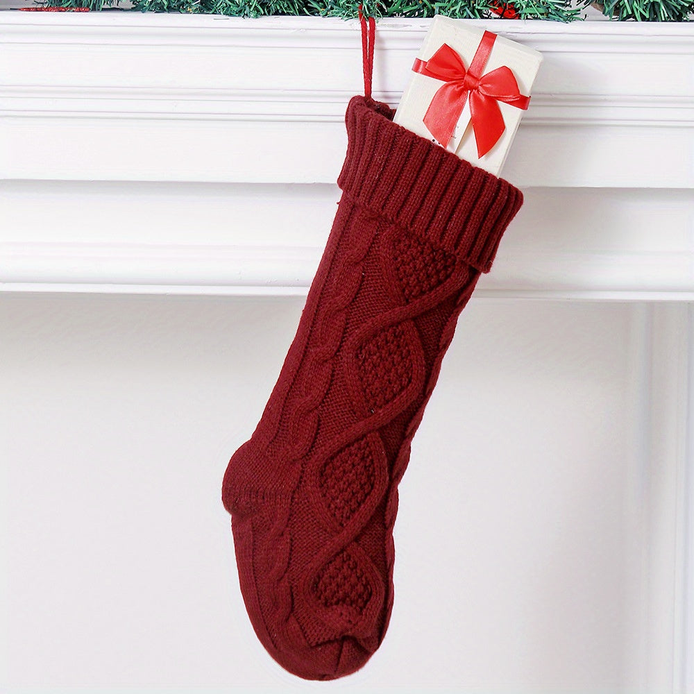 2 Pack 45 72 Cm Cable Knitted Large Size Christmas Stockings & Decorations