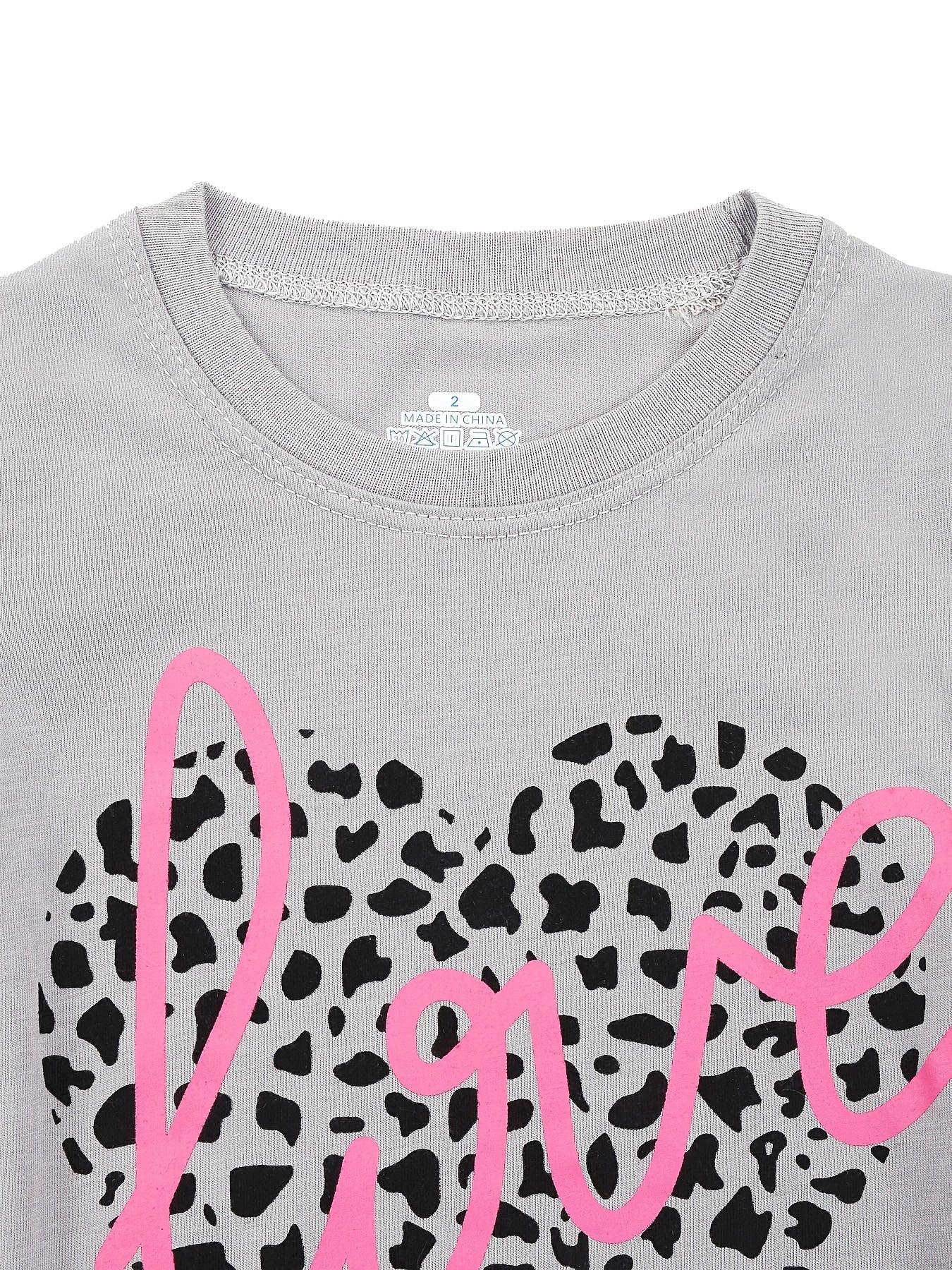 Girls Leopard Heart Graphic PJ Set