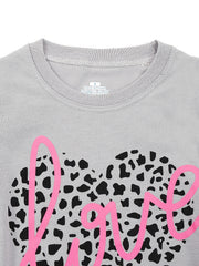 Girls Leopard Heart Graphic PJ Set