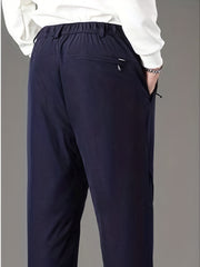 Men's Winter Warm Fleece Lined Pants Outdoor Sports Camping Straight Pants