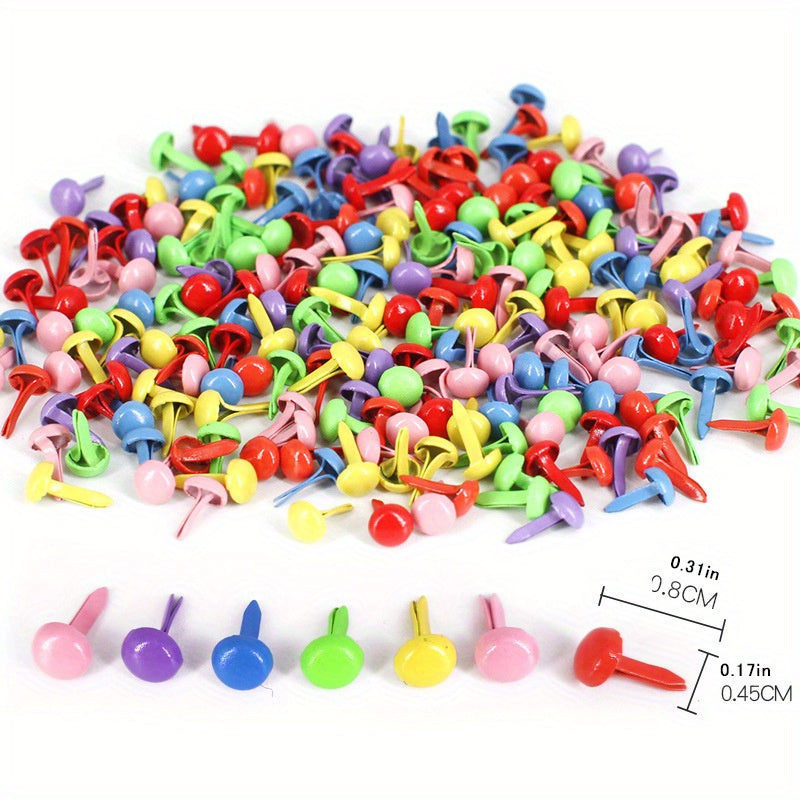 100pcs Mini Metal Pad Fasteners DIY Crafts Colorful Round Two Pin Mushroom Nails