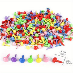 100pcs Mini Metal Pad Fasteners DIY Crafts Colorful Round Two Pin Mushroom Nails