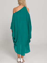 One Shoulder Cover Up Shirt Loose Fit Asymmetrical Long Sleeve Rash Guard