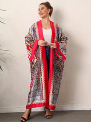  Boho Kimono Scarf Print Bat Sleeve Beach Cover