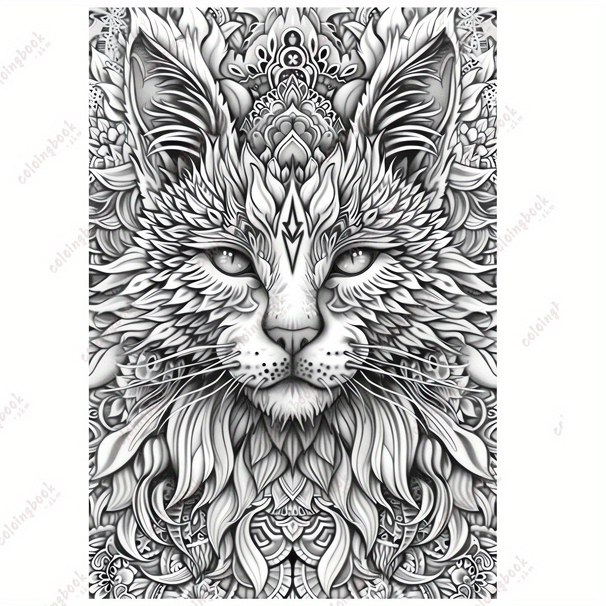 Animal Mandalas Coloring Book - Vibrant Cat & Intricate Patterns for Adults
