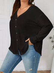  Solid Waffle Pattern Long Sleeve Cardigan