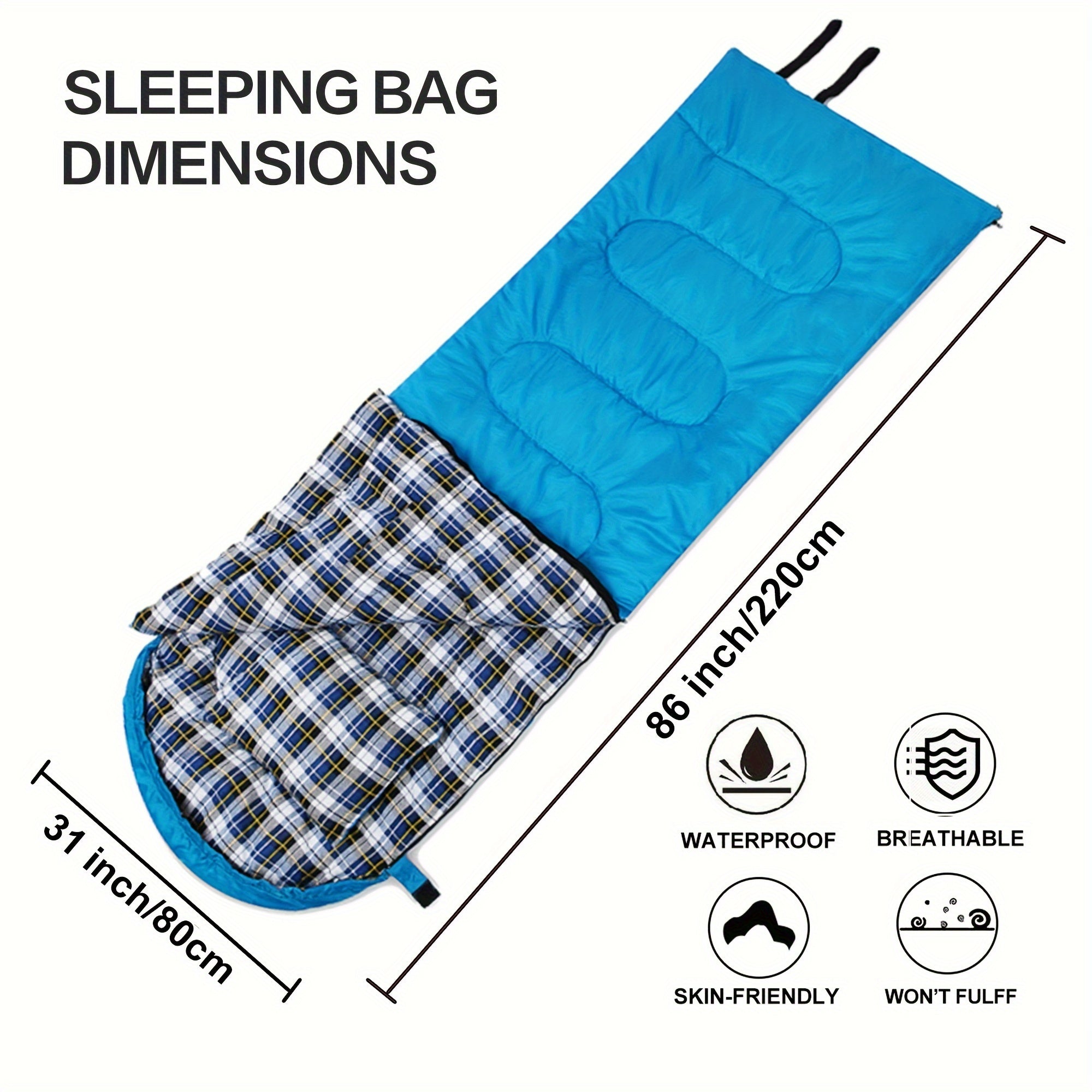 Cold Weather Flannel Sleeping Bag with Pillow