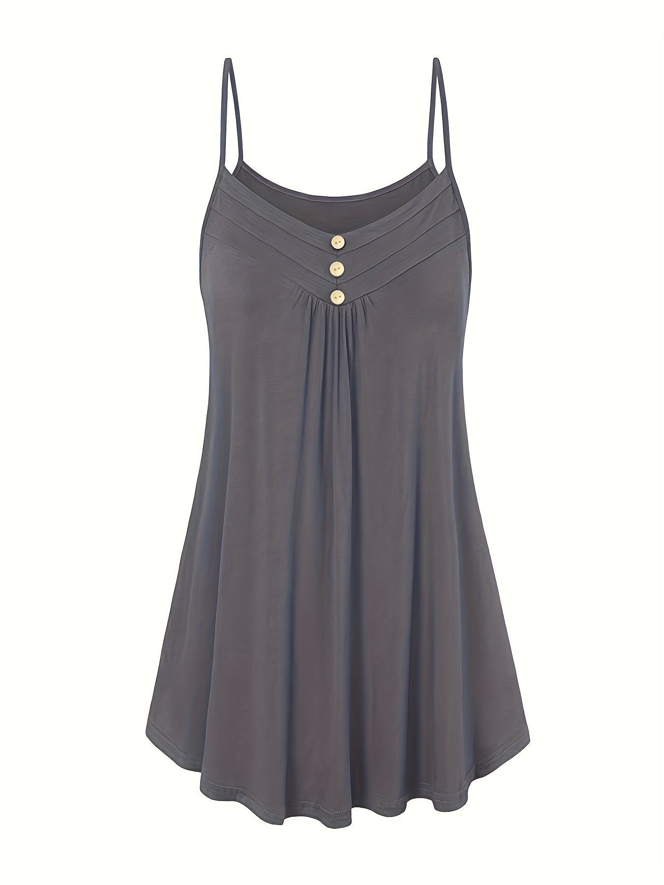 Ribbed Button Round Neck Cami Top
