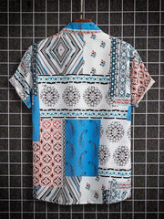 Hawaiian Style Print Men's Casual Short Sleeve Shirt for Summer Vacation
