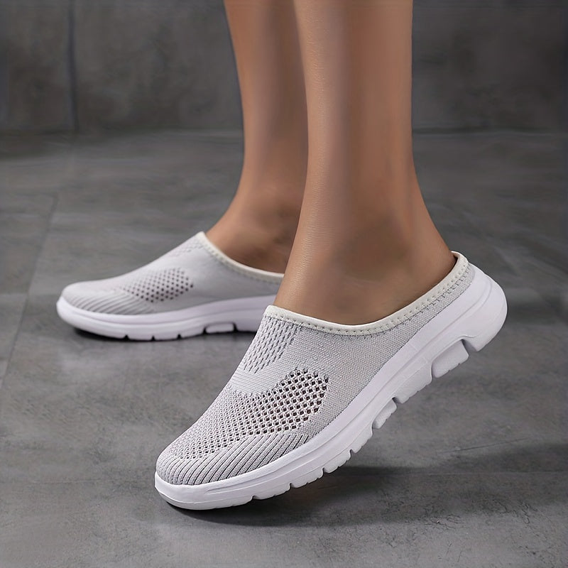 Women's Mesh Hollow Out Slip On Mules Flat Casual Shoes