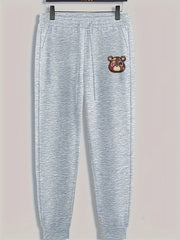 Bear Print Men's Pants Drawstring Sweatpants Loose Casual Trousers